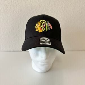 NWT 47 MVP NHL Licensed Chicago Blackhawks Adjustable Snapback Hat in Black OSFA